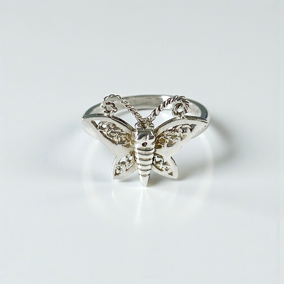 Vintage Jewelry - Vintage Sterling Silver Butterfly Ring Stamped C^A.